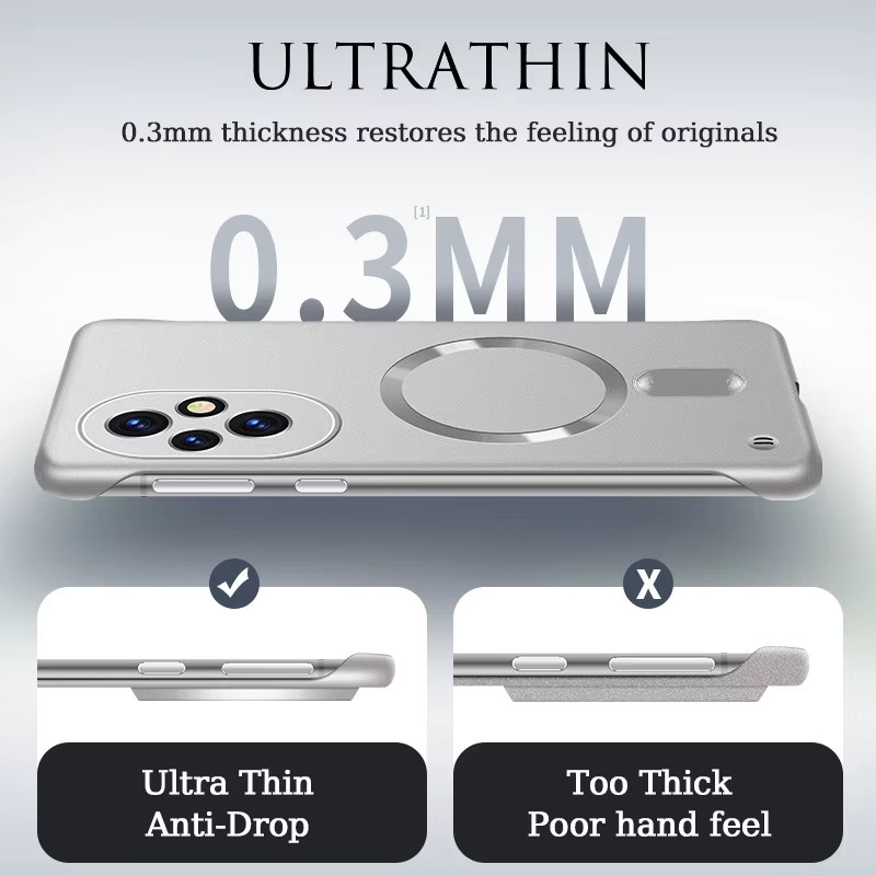 Ultradünne rahmenlose magnetische MagSafe Handyhülle für HONOR Pro Magic Lite Serie in Rot - Bild 2