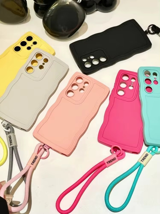 Loobival Handyhülle mit Wellenrand und Handschlaufe für Samsung Galaxy S24 S25 Ultra S23 S22 Plus A56 A55 A16 A54 in Bonbonfarben (Multicolour) - Bild 3