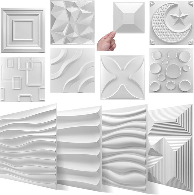 iHOMECHIC 3D-Wandpaneel in Weiß mit geometrischem Design für moderne Wandgestaltung und Renovierung - Bild 1