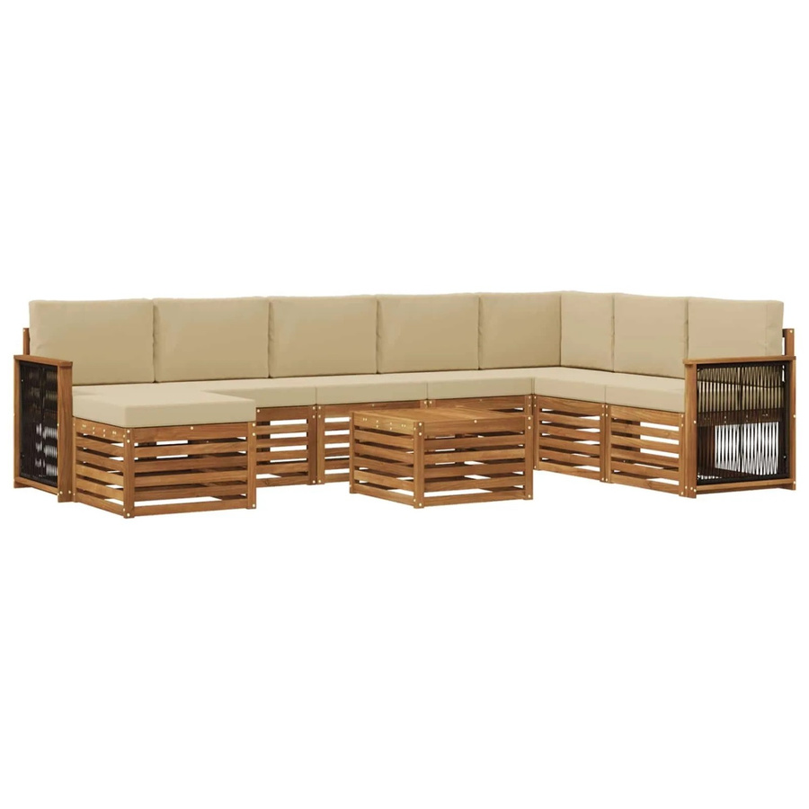 vidaXL Sofagarnitur aus Massivholz Akazie in Natur-Beige mit Latten-Design und Armlehnen - Bild 2