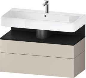 Duravit Waschtischunterschrank Qatego in Beige Matt, Wandhängend, mit LED-Beleuchtung und integrierten Schubladen, B: 99 cm, T: 47 cm, H: 59 cm - Bild 1