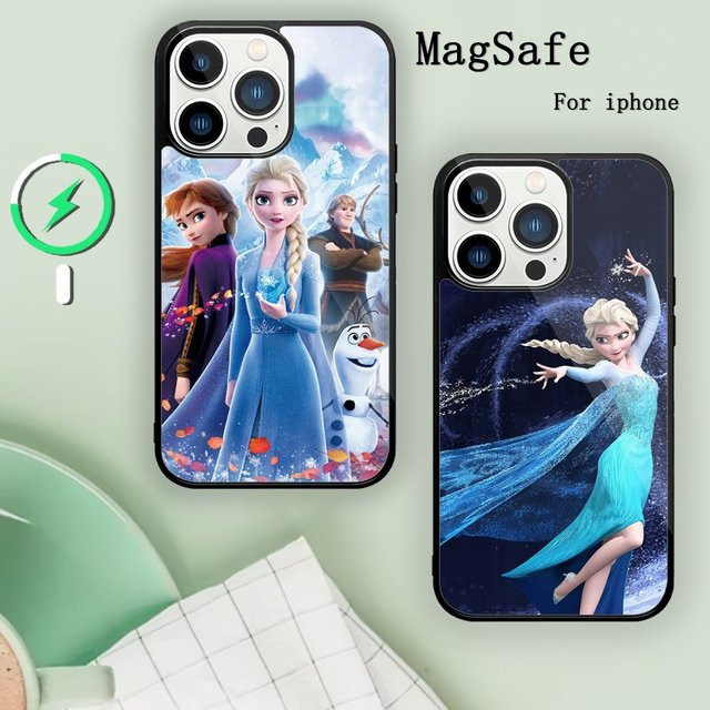 Handyhülle mit Cartoon Elsa Frozen Motiv für iPhone 11 12 13 14 15 Pro Max Mini XR Plus X S mit magnetischer Funktion - Bild 1