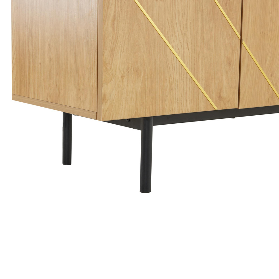 Flieks Sideboard Küchenschrank mit 4 Türen und Metall-Inlay in Naturholz Braun, B/T/H: 160 x 40 x 78 cm - Bild 2