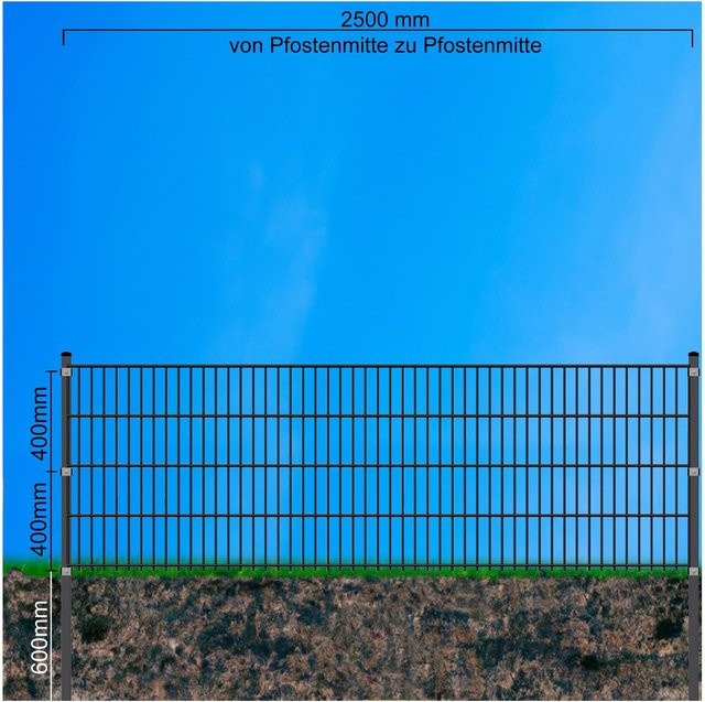 Fa-Bausysteme Doppelstabzaun Moosgrün 8-6-8 mit Plättchen 830 mm Länge: 12,5 m - Bild 1