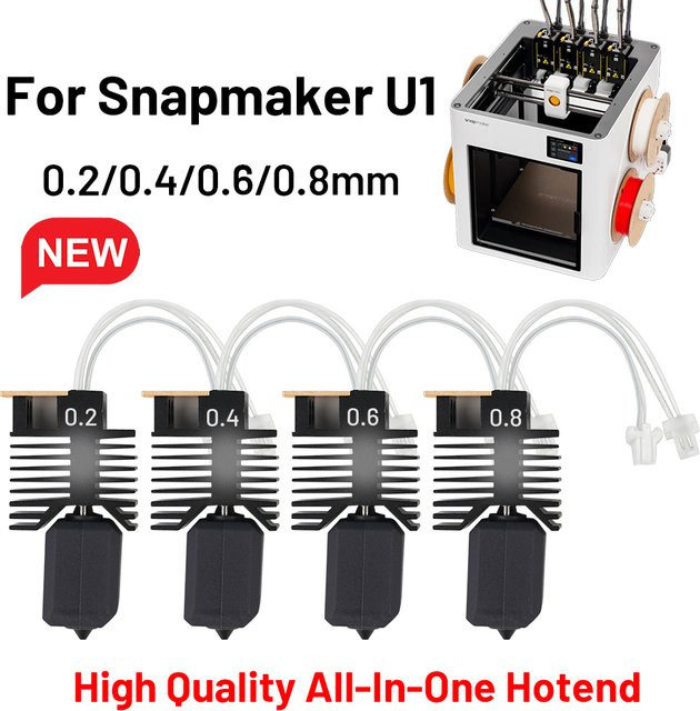 Snapmaker U1 Keramik-Hotend-Kit 24V 48W mit gehärteter Stahldüse für FDM 3D-Drucker in Schwarz - Bild 1