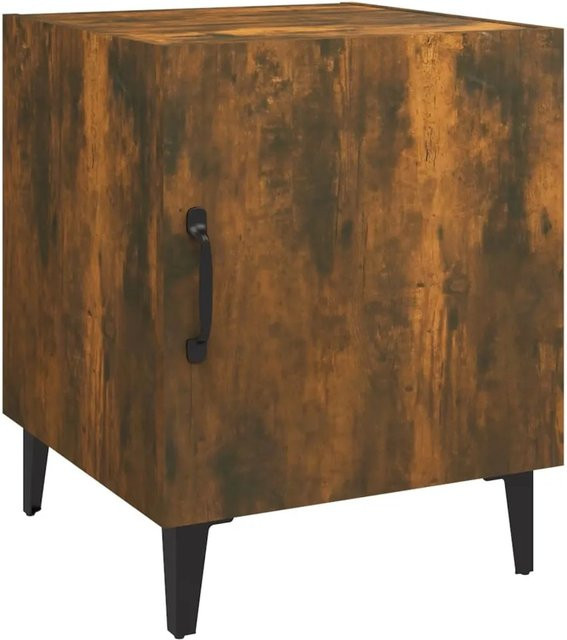 vidaXL Nachttisch Modell 1 aus Holzwerkstoff in Räuchereiche und Metall, Farbe: Braun, B/T/H: 40 x 40 x 50 cm - Bild 1