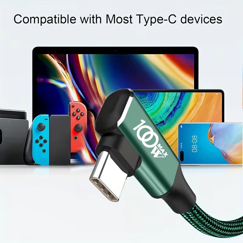 USB-C auf USB-C Schnellladekabel mit 100W in Grün für iPhone 16, 15 Pro Max und Samsung Galaxy S24, S23, S22, S21, S20, S10 - Bild 3
