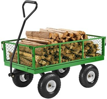 VEVOR Gartenkarren aus Stahl mit 408 kg Tragkraft, Heavy Duty Gartenwagen mit 25 cm Reifen und abnehmbaren Mesh-Seitenwänden, umwandelbar zum Flachbett, mit 180 Grad drehbarem Griff - Bild 1