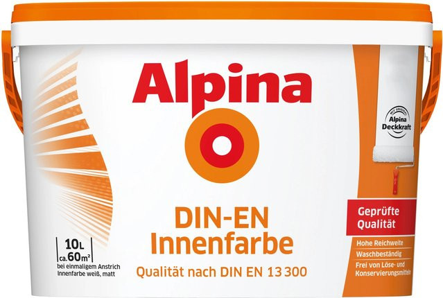 Alpina Wandfarbe Weiß matt Dispersion wasserbasiert 10 l - Bild 1
