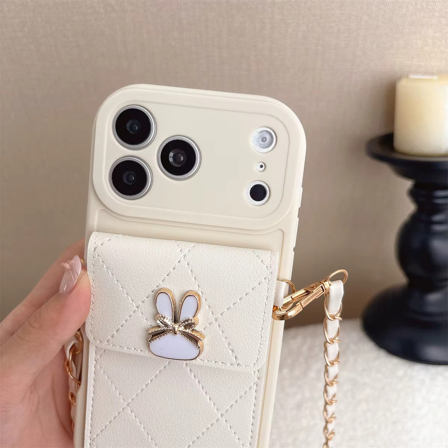 Cartoon Handyhülle aus PU-Leder für Apple iPhone mit Kartenfach und Lanyard-Tasche in Weiß - Bild 3