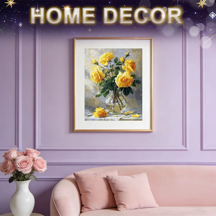 HUACAN Diamant-Malerei Rosenblüte als Mosaik-Set mit Feenstaub-Effekt zur Heimdekoration, B/H: 20 x 30 cm - Bild 3