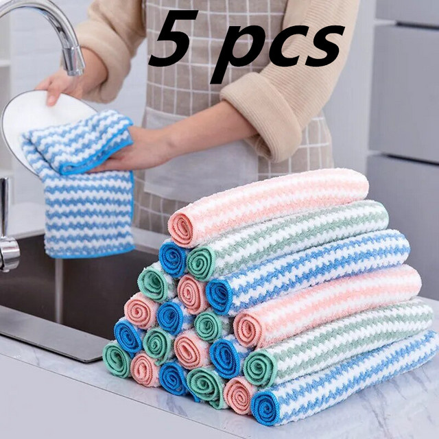 5 Stück Fleece-Spültücher von kitchya in Multicolour, verdickt und wasserabsorbierend für deine Küche - Bild 1