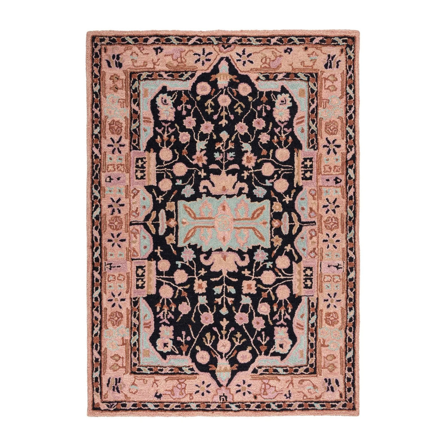 Flair Rugs Wollteppich Blossom in Schwarz-Rosa mit floralem Design, B/T: 160 x 230 cm - Bild 2