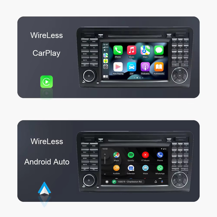 Sadocom Android 14.0 Autoradio mit 7 Zoll Display, 8GB RAM, 128GB Speicher, Carplay, DSP, GPS und WIFI für Mercedes Benz M-Klasse W164 und GL-Klasse X164, Schwarz - Bild 3