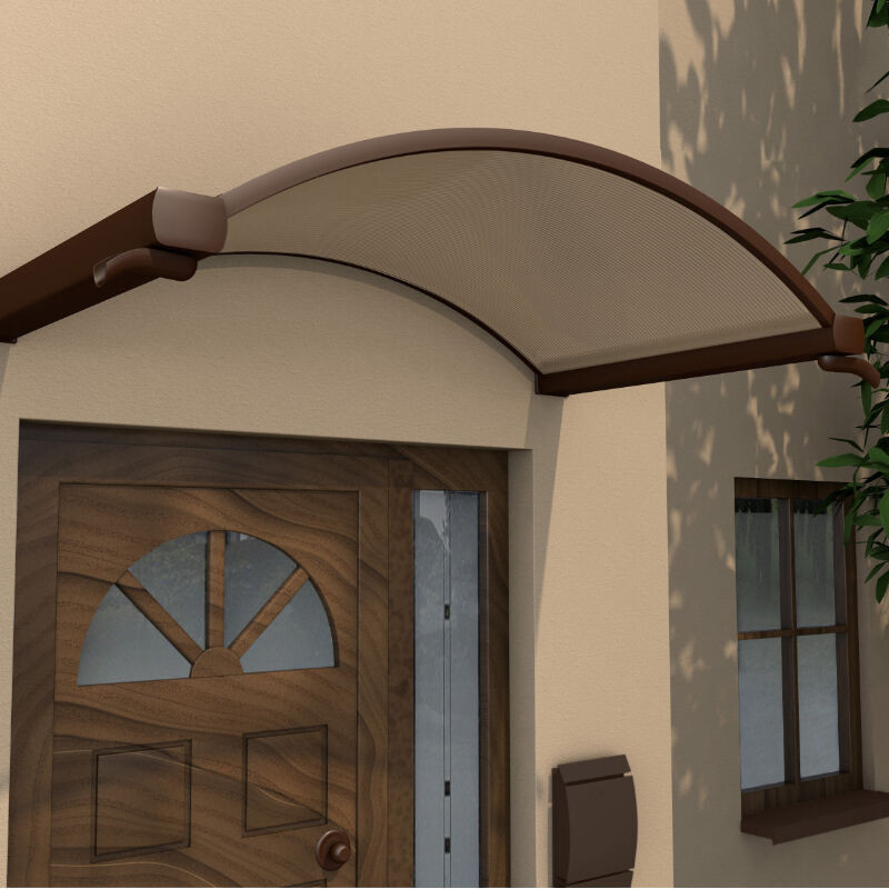 Scobalit Rundbogenvordach Bremen in Bronze mit Regenrinne aus Aluminium und Polycarbonat, B/T/H: 160 x 75 x 90 cm - Bild 1