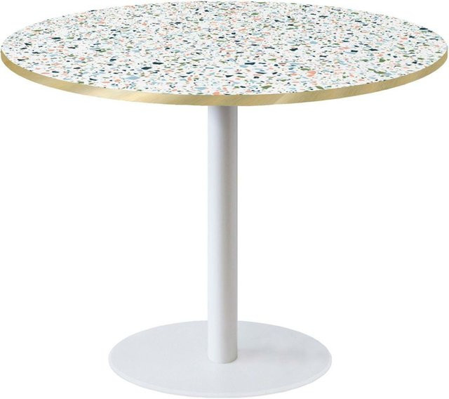 RestooTab Tisch Rome XL weiß rund mit Terrazzo-Dekor in Mehrfarbig, Höhe: 75 cm, Durchmesser: 120 cm - Bild 1