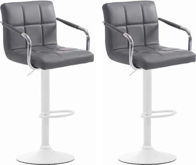DELUKE 2er Set Barhocker MINOR in Grau, höhenverstellbare Barstühle aus Kunstleder mit Lehne und 360 Grad Drehbarkeit, B/T/H: 54 x 46 x 91 cm - Bild 1