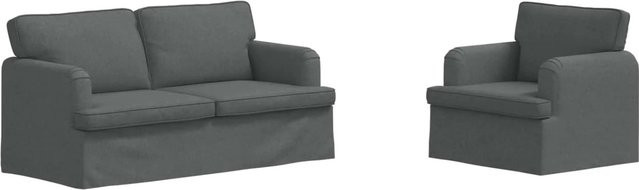 vidaXL Sofa 2-teilig Dunkelgrau L-Form mit Stoffbezug B/T/H: 162 x 80 x 85 cm - Bild 1