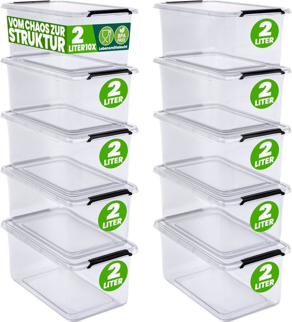 DEUBA Aufbewahrungsbox 10er-Set transparent stapelbar BPA-frei B/T/H: 20 x 15 x 12 cm - Bild 1
