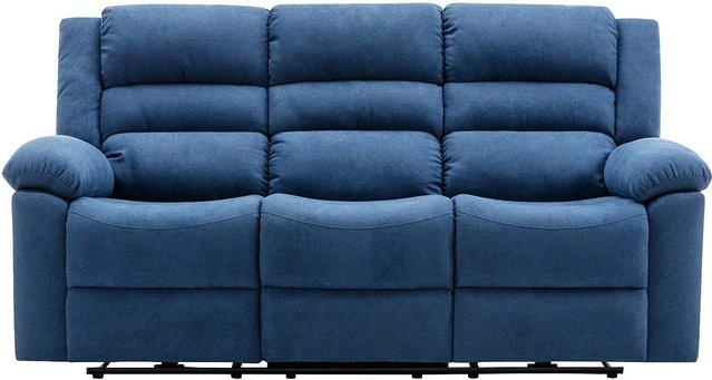Vente-unique Relaxsofa Burolo Blau mit Stoffbezug, Breite: 199 cm - Bild 1