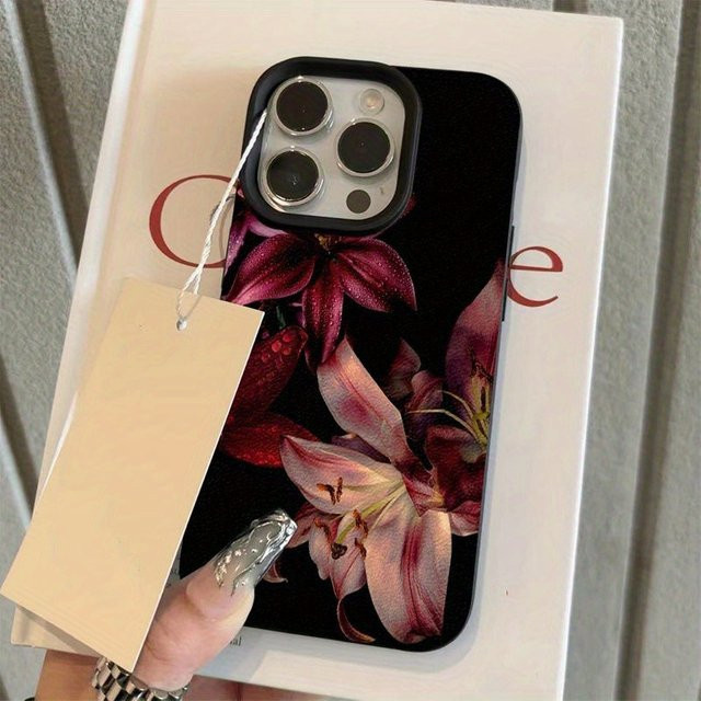 Schutzhülle mit rotem Vintage-Blumenmuster aus TPU für Apple iPhone 17, 16, 15, 14, 13, 12, 11 Pro Max und Air Plus Serien - Bild 1