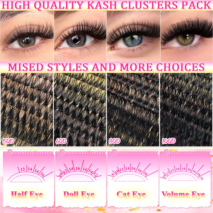 ORREUI Wimpernverlängerungs-Set mit Wimpernbuch und Wimpernbüscheln, Unisex - Bild 2