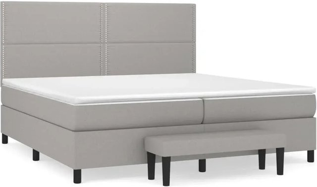 vidaXL Boxspringbett Hybrid mit Matratze und Kopfteil Hellgrau B/T/H: 200 x 200 cm - Bild 1