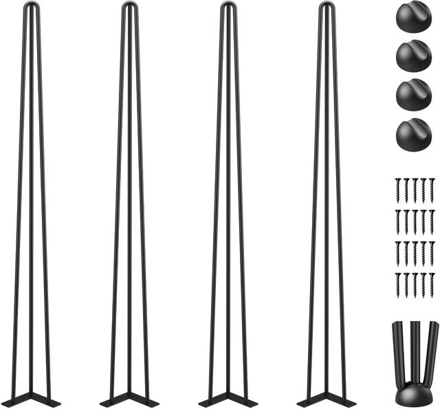 Buying Solutions, MB Set aus 4 Haarnadel-Tischbeinen aus Kohlenstoffstahl in Schwarz Matt, Höhe: 86,3 cm - Bild 1