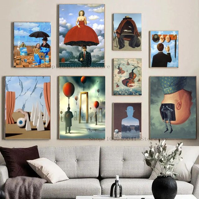 Surrealistisches Poster von Rene Magritte als abstrakter Papierdruck in Mehrfarbig für dein Wohnzimmer oder Café von Potdemiel - Bild 1