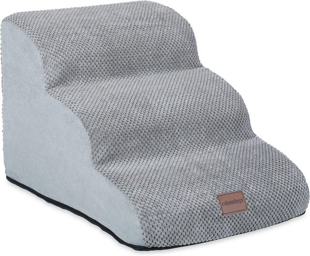 Relaxdays Hundetreppe mit 3 Stufen aus Schaumstoff und Polyester in Grau, B/T/H: 33 x 41 x 54 cm - Bild 1