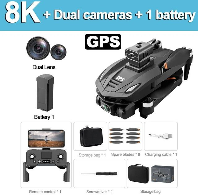 LYZRC V168 PRO GPS-Drohne mit 8K HD-Luftfotografie, 5G, Omnidirektionale Hindernisvermeidung und zwei Kameras, Schwarz - Bild 1