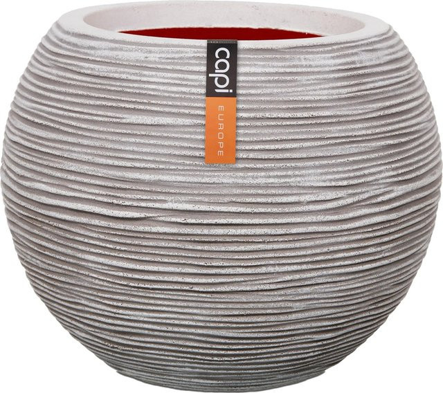 Capi Pflanztopf Nature Rib Kugel niedrig Riffel Elfenbein Durchmesser: 40 cm, Höhe: 32 cm - Bild 1