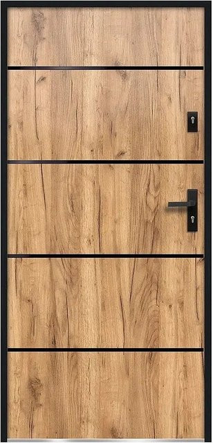 Haustür Naxara modern in Braun und Schwarz aus Stahl, B: 95 cm, H: 207 cm, T: 90 cm - Bild 1