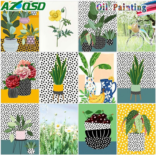 Azqsd Malerei nach Zahlen Pflanzen Landschaft, Natur, Bunt / Mehrfarbig - Bild 1