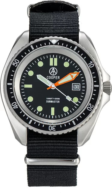 Qimei Armbanduhr Edelstahl, Schwarz, Textil/NATO, Herren - Bild 1