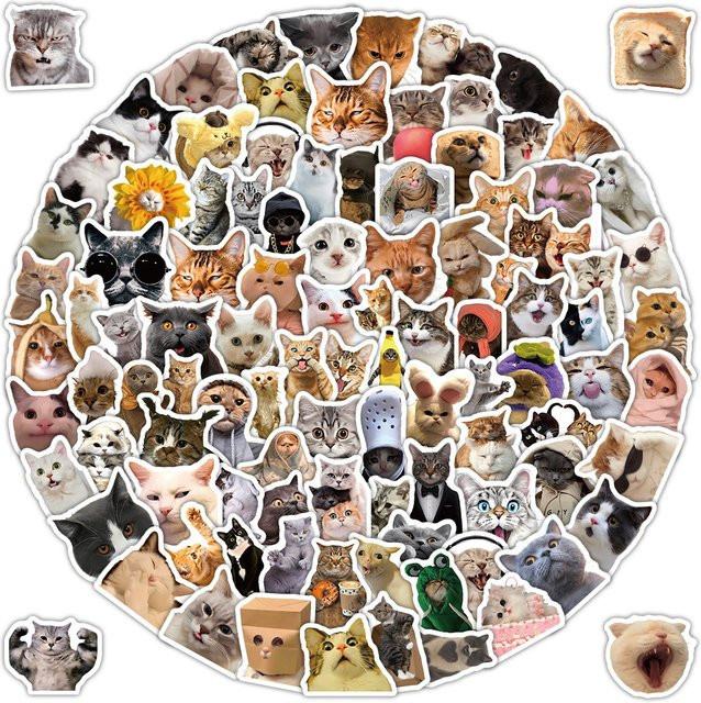 104-teiliges Set lustige Goofy-Katzen-Aufkleber in Multicolour von RecordingYourLife Store für DIY-Tagebücher, Handyhüllen und Wasserflaschen - Bild 1
