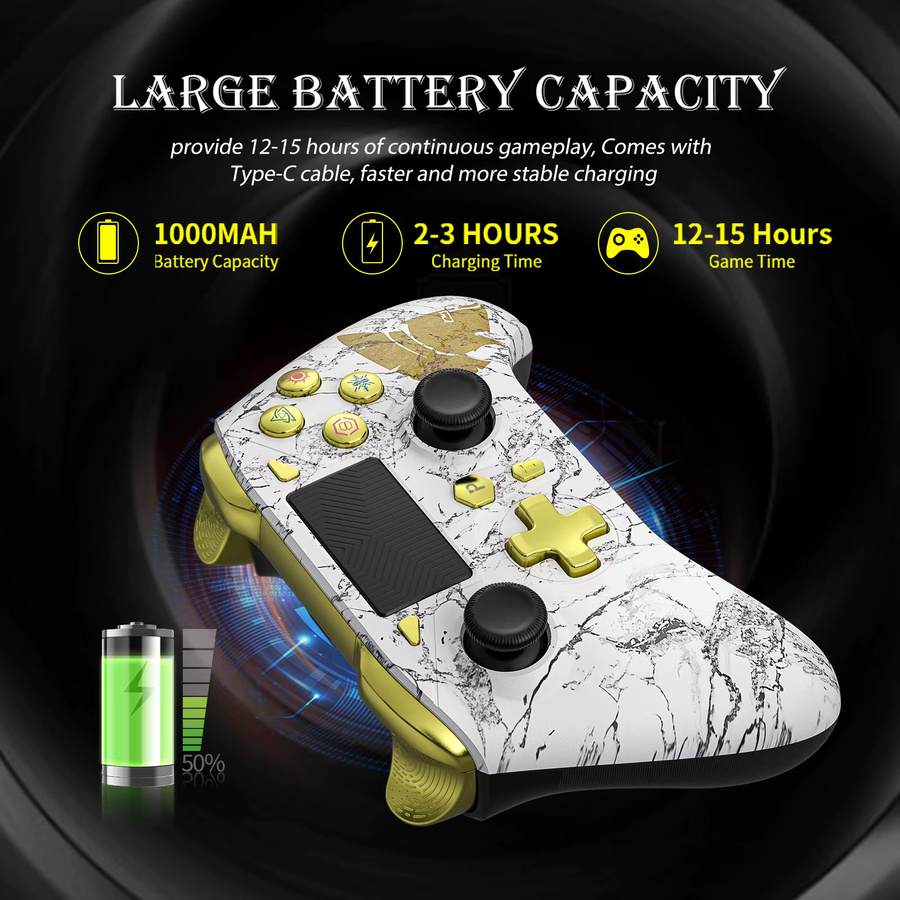 Bonacell Bluetooth Wireless Gamepad Controller mit Hall Effect und Vibration für PS3, PS4, Nintendo Switch und PC in Schwarz oder Weiß - Bild 3