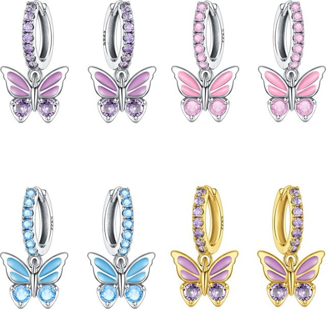 Orstarry Tropfenohrringe, 925 Silber, Schmetterling, Zirkonia, Damen - Bild 1