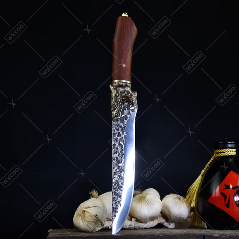 WXCOO Handgeschmiedetes Ausbeinmesser aus Hartstahl mit Holzgriff und Schutzhülle - Bild 2