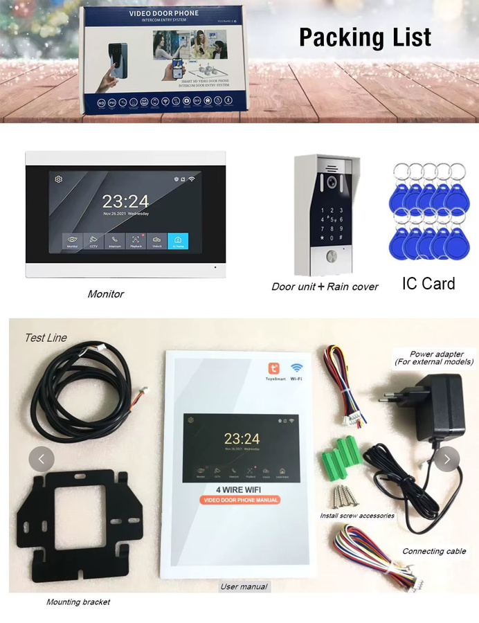 Tuya Smart 5in1 Video Intercom System mit 7 Zoll LCD Display, 1080P Wifi Kamera und Fingerprint Entsperrung in Weiß - Bild 5