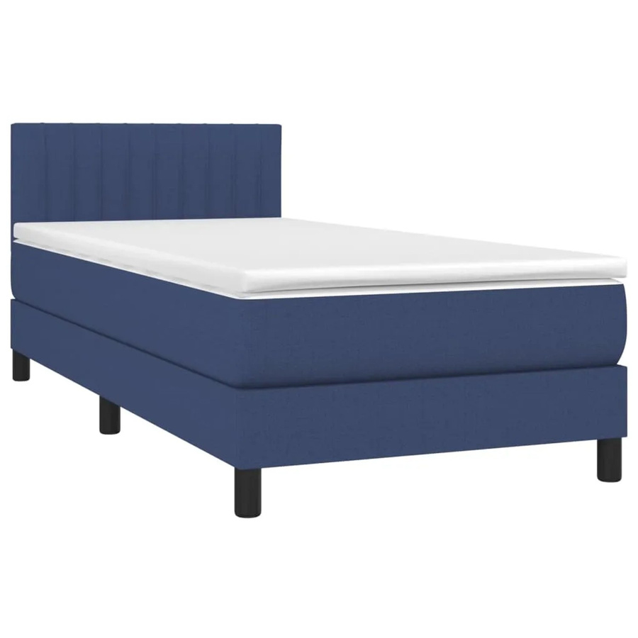 vidaXL Boxspringbett mit Matratze und LED-Beleuchtung in Blau und Weiß, Hybrid-Bett mit USB-Anschluss und Taschenfederkern, B/T/H: 90 x 200 x 78 cm - Bild 2