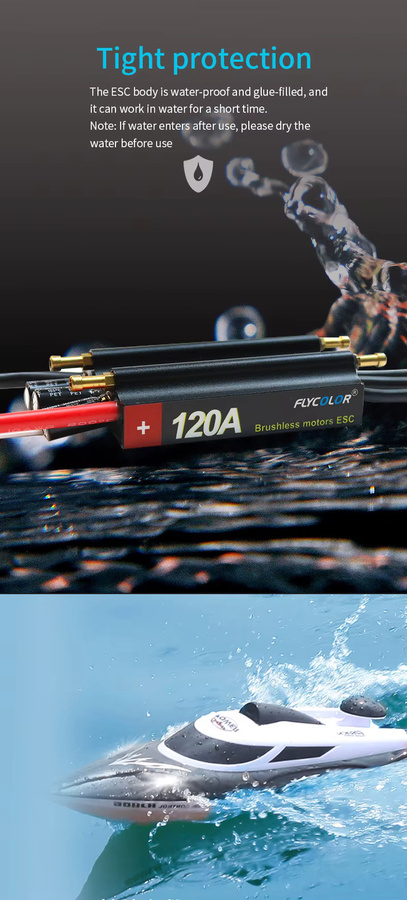 FlyColor RC Boot ESC, Wasserdichter Bürstenloser Geschwindigkeitsregler mit Programmkarte - Bild 4