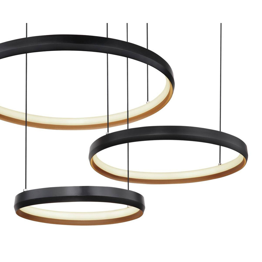 Globo LED-Pendelleuchte Halli Ring in Gold und Schwarz matt aus Metall und Acryl, B/T/H: 50,3 x 55,0 x 150,0 cm - Bild 2