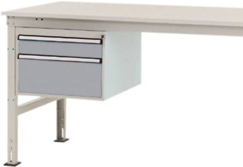 Manuflex ZB4562.9006 Gehäuse-Unterbau Stationär in Silber und Weiß mit 2 Schubfächern und Nutzhöhe 300 mm für Tischtiefe 800 mm - Bild 1