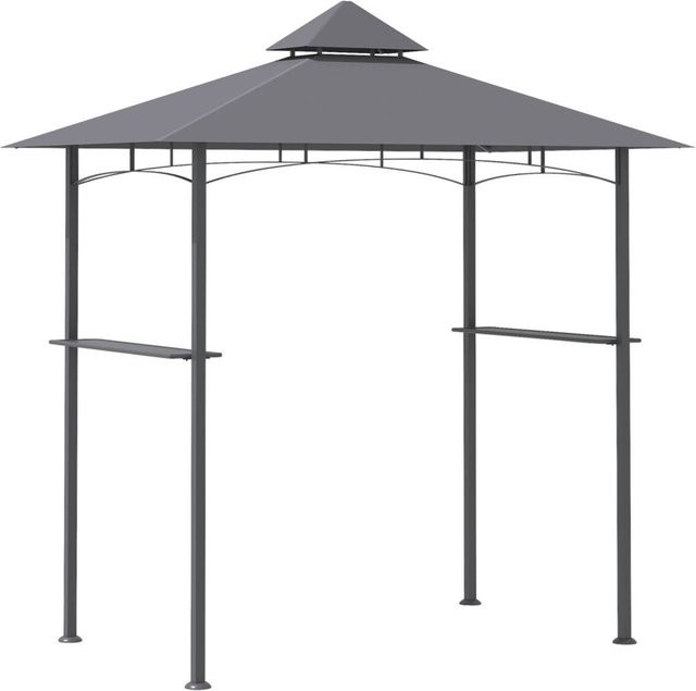 Outsunny Grillpavillon aus Stahl in Schwarz und Grau mit Hip-Dach, B/H/L: 148 x 252 x 245 cm - Bild 1