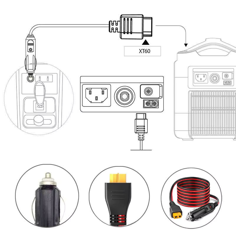 ALLPOWERS XT60 auf Auto-Zigarettenanzünder Adapterkabel, 12 AWG, Schwarz, Länge: 3 m und 1,5 m - Bild 4