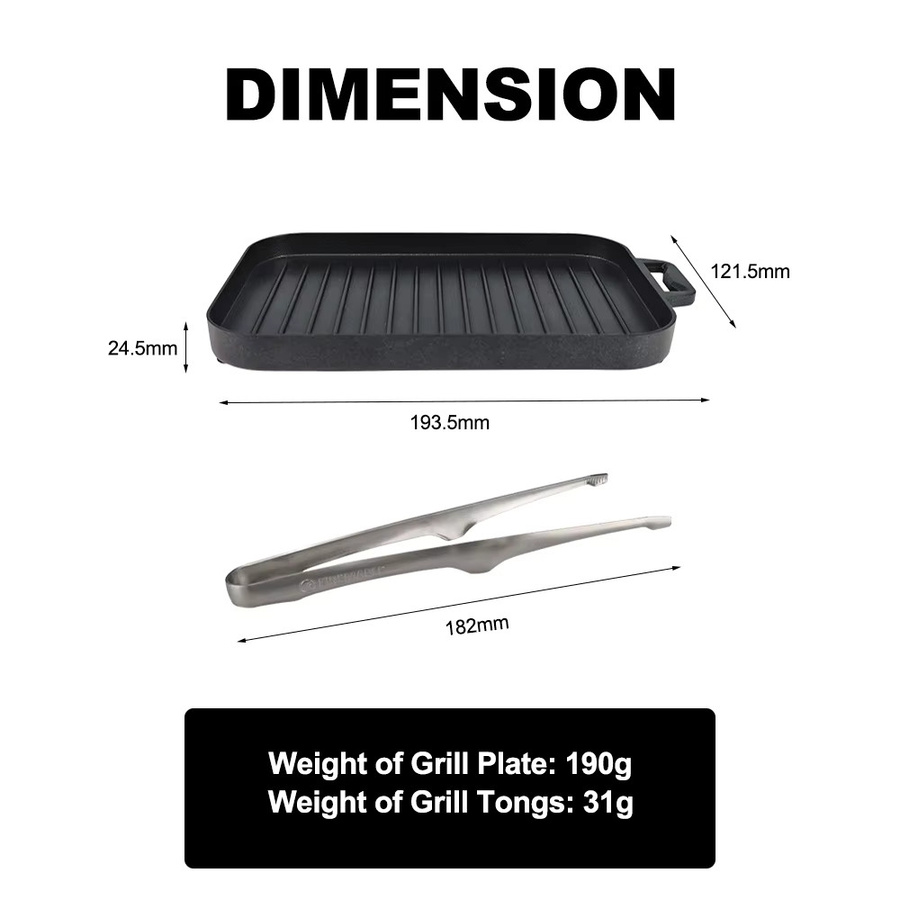 FireMaple Mini-Grillplatten-Set in Schwarz, rechteckige antihaftbeschichtete Outdoor-Grillpfanne für Camping und Kochaktivitäten - Bild 2