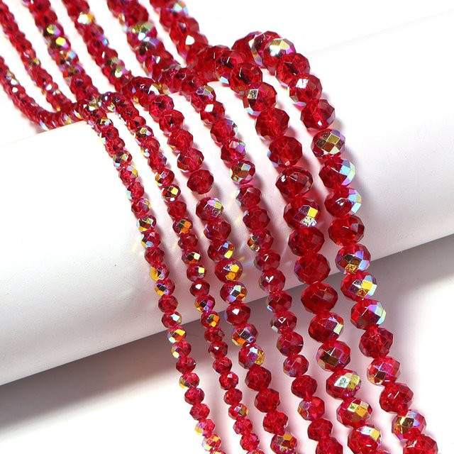 lingsai Kristallperlen, Glas, rot, Unisex - Bild 1