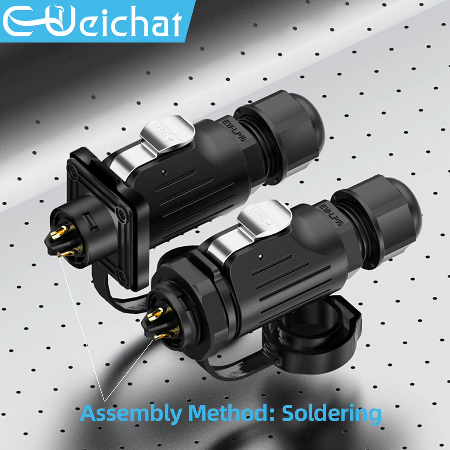 LP16 M16 Wasserdichter Luftfahrt Stecker für LED Licht Streifen, Männlich und Weiblich, Schwarz - Bild 3