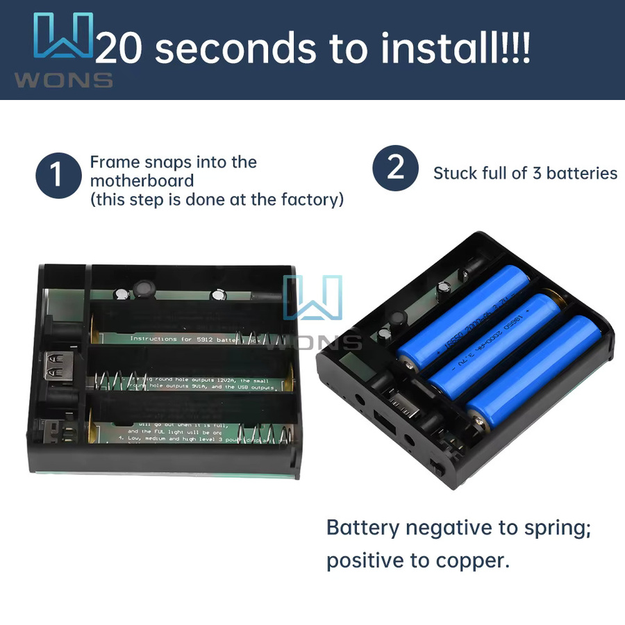 DIY Lithium-Batterie-Box als Mini-USV und 18650-Batteriehalter in Schwarz für Router und Powerbank-Backup - Bild 2